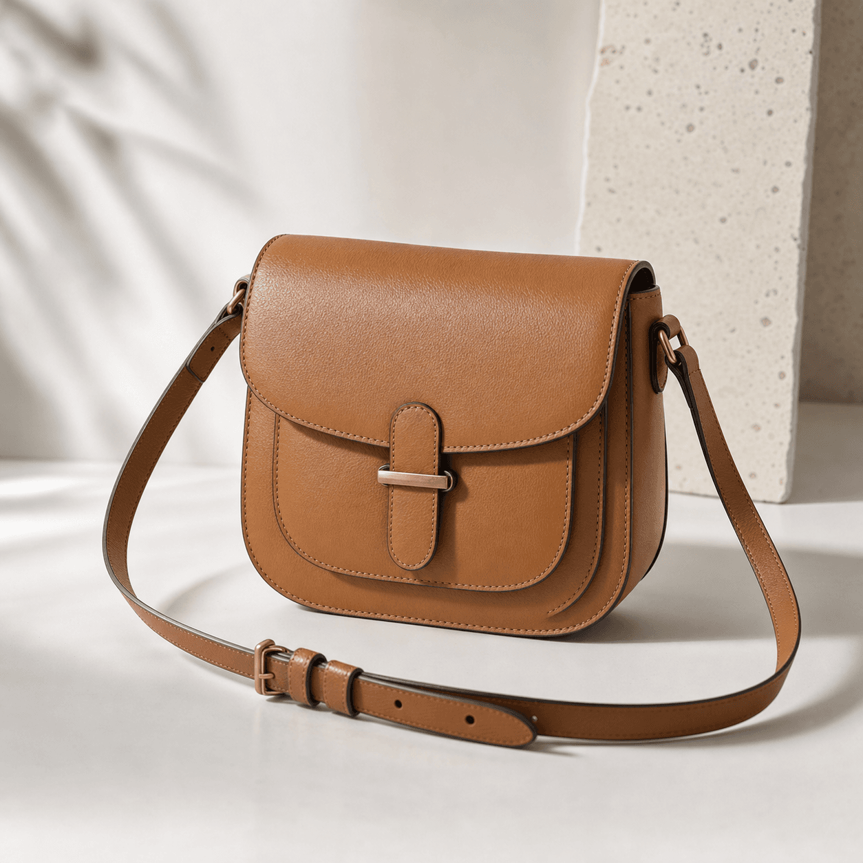 Cartera de cuero marrón